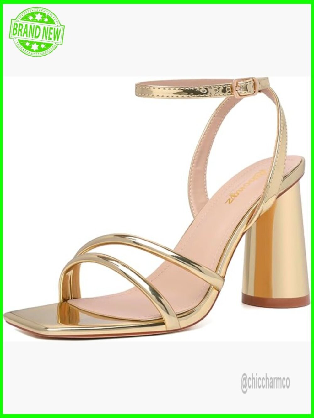 Block Heels Chunky Square Open Toe Strappy High Heels Ankle Strap Sandals
